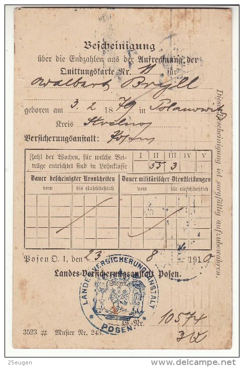 POLAND / GERMAN ANNEXATION 1910  POSTCARD  SENT FROM  POZNAN - Lettres & Documents