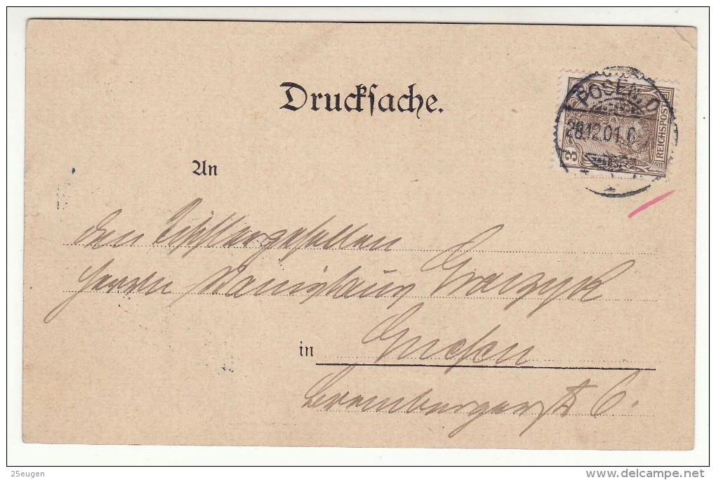 POLAND / GERMAN ANNEXATION 1901  POSTCARD  SENT FROM  POZNAN TO GNIEZNO - Lettres & Documents