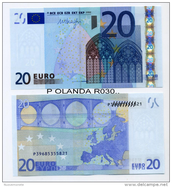 NOVITA´  EURONOTE BANCONOTA BILLET DA 20 EURO P OLANDA PAYS BAS R030.. FIRMA DRAGHI UNC - 20 Euro