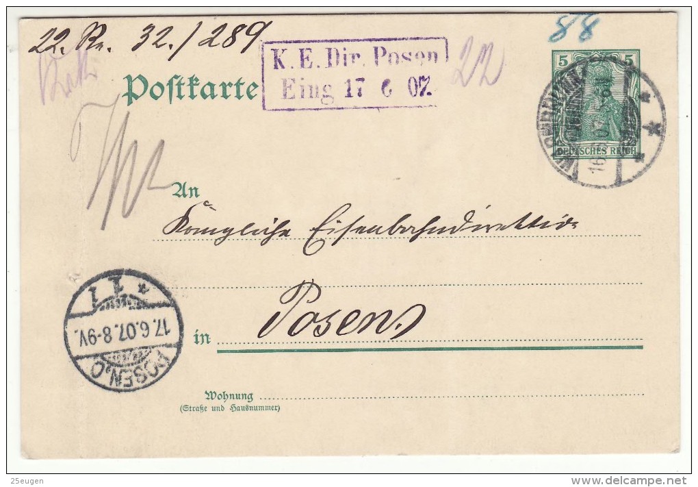 POLAND / GERMAN ANNEXATION 1907  POSTCARD  SENT FROM  CIEPLICE TO POZNAN - Lettres & Documents