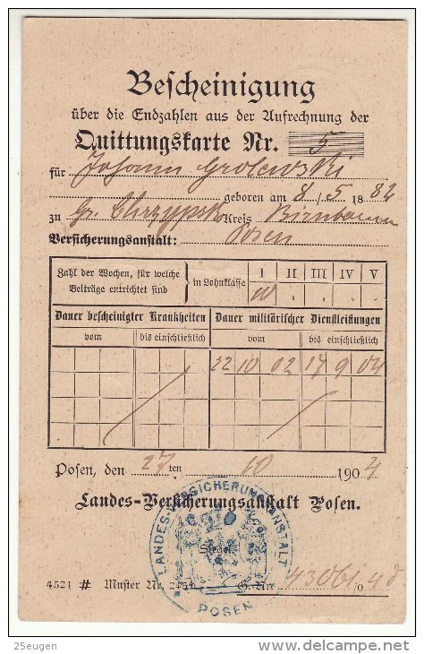 POLAND / GERMAN ANNEXATION 1904  POSTCARD  SENT FROM  POZNAN TO MARIANOWO - Lettres & Documents