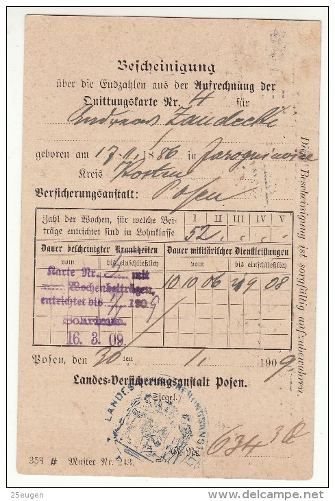 POLAND / GERMAN ANNEXATION 1900  POSTCARD  SENT FROM  POZNAN TO MOSINA - Briefe U. Dokumente
