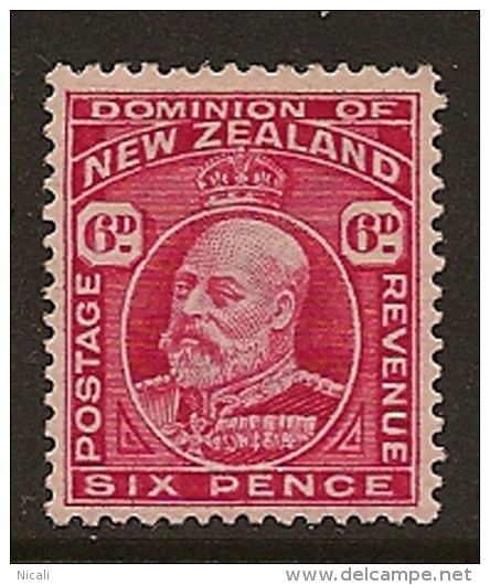 NZ 1909 6d Carmine SG 392 HM WM14 - Ongebruikt