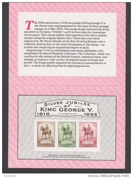 Australia 1985 King George V Silver Jubilee Proof Reprints On  APO Official Replica Card 4 - Essais & Réimpressions