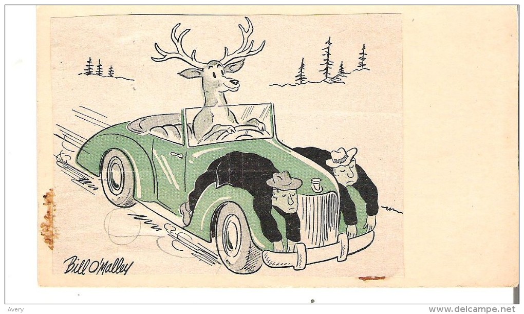 Hunters Caught On The Headlights Self Made Pre-stamped Post Card - Humour