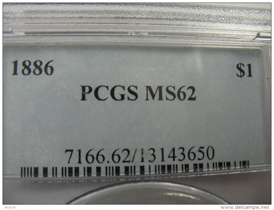 US USA 1 ONE DOLLAR MORGAN COIN SILVER 1886 PCGS MS62 - 1878-1921: Morgan