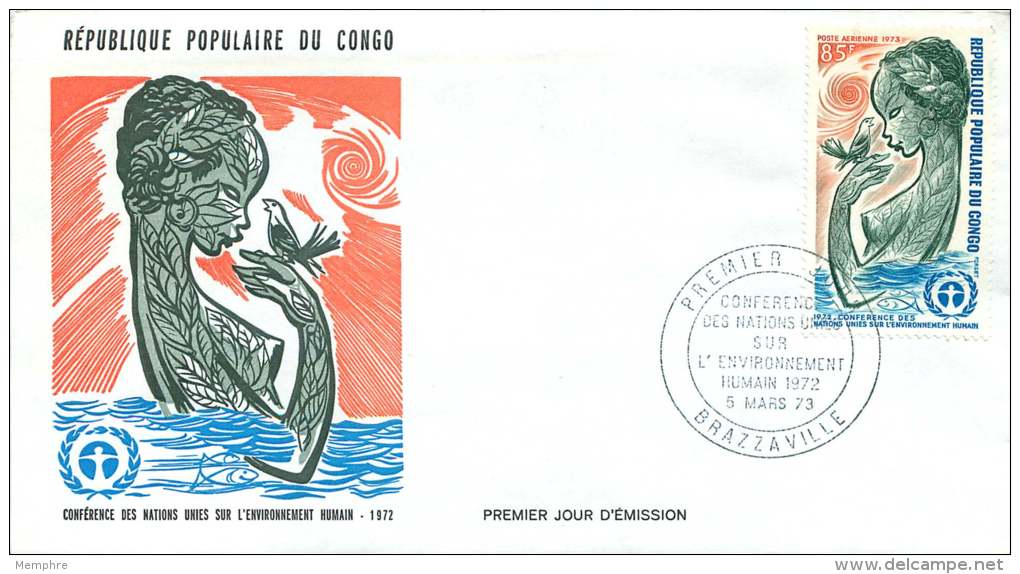 RÉP. Populaire  Du CONGO  1973  Conférence Des Nations Unies Sur L'environnement Humain  FDC Poste Aérienne - FDC