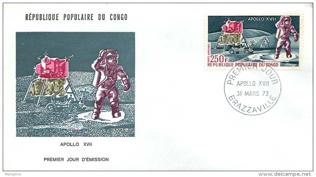 RÉP. Populaire  Du CONGO  1973 Apollo XVII   FDC Poste Aérienne  Espace  Space - FDC