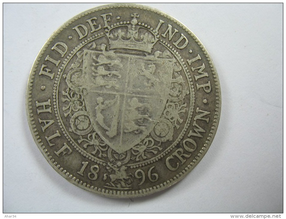 UK GREAT BRITAIN ENGLAND HALF CROWN 1896  SILVER VICTORIA - K. 1/2 Crown