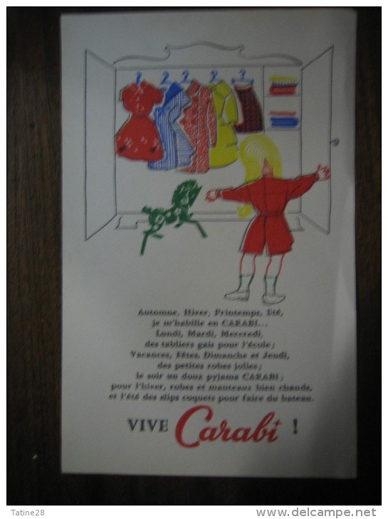 BUVARD JE M´HABILLE CARABI TABLIER ECOLE ROBES PYJAMA MANTEAUX VIVE CARABI - C