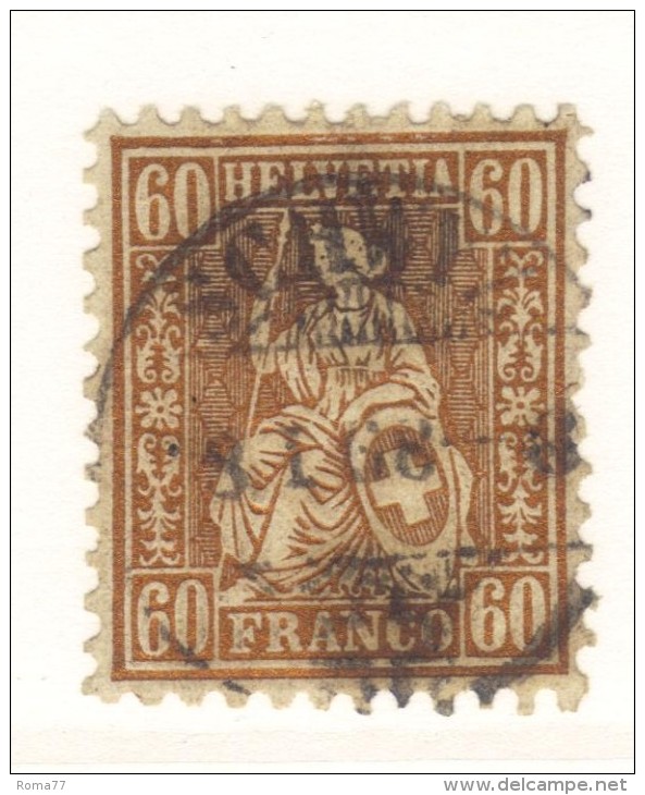 BIN413 - SVIZZERA 1867 , 60 Cent Bronzo N. 40 . - Gebraucht