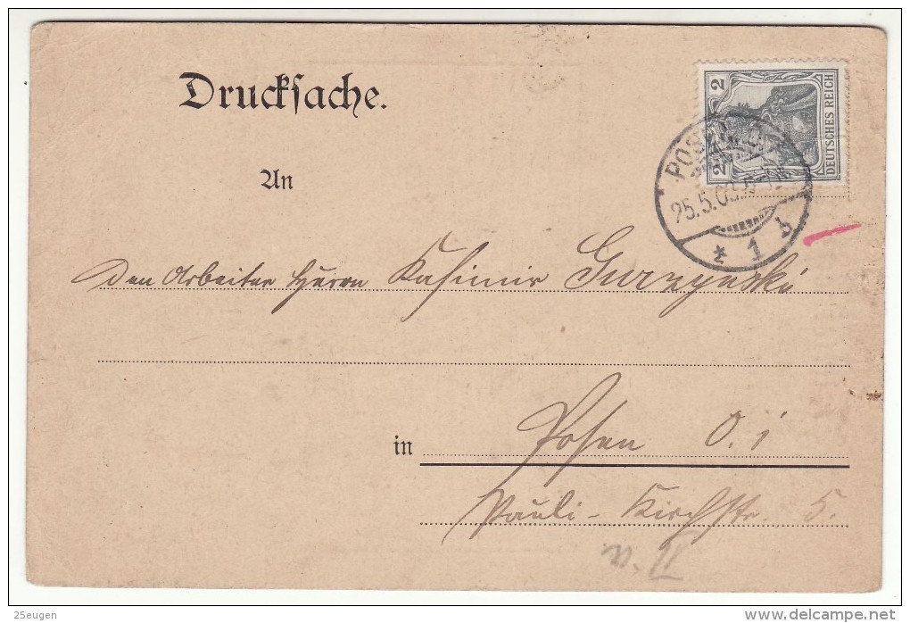 POLAND / GERMAN ANNEXATION 1903  POSTCARD  SENT FROM  POZNAN - Lettres & Documents