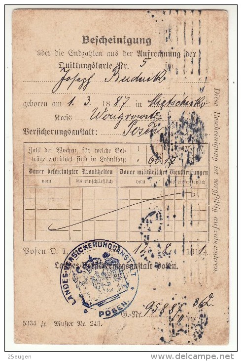 POLAND / GERMAN ANNEXATION 1911  POSTCARD  SENT FROM  POZNAN - Lettres & Documents