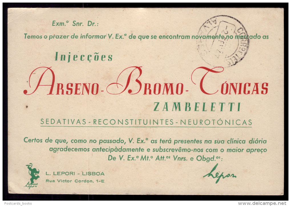 1947 Postal Comercial LABORATORIOS LEPORI Farmaceutica Barcelona / Lisboa PORTUGAL - Franking Machines (EMA)