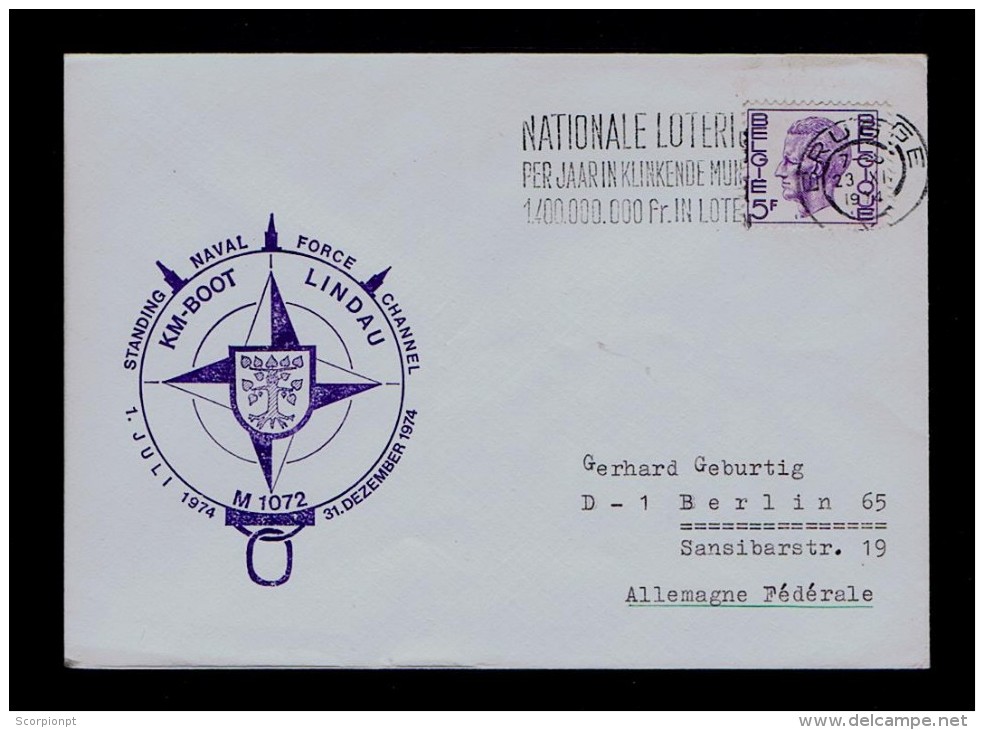 BELGIQUE BELGIE Stanav-Forchan OTAN-NATO War-boat Ships Naval Force KM «LINDAU» M1072 Cover 1974 Sp2888 - OTAN