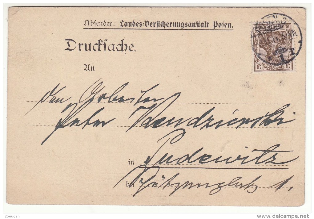 POLAND / GERMAN ANNEXATION 1911  POSTCARD  SENT FROM  POZNAN - Lettres & Documents