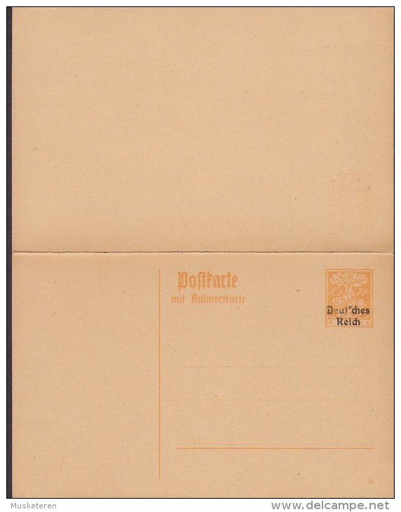 Germany Postal Stationery Ganzsache Entier M. Antwort 10 Pf. Bayern Overprinted DEUTSCHES REICH ERROR Variety (3 Scans) - Cartes Postales