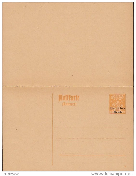 Germany Postal Stationery Ganzsache Entier M. Antwort 10 Pf. Bayern Overprinted DEUTSCHES REICH ERROR Variety (3 Scans) - Cartes Postales