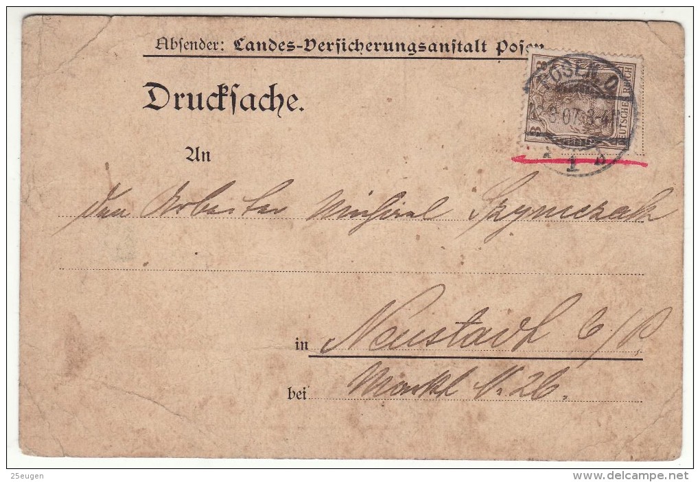 POLAND / GERMAN ANNEXATION 1907  POSTCARD  SENT FROM  POZNAN - Briefe U. Dokumente