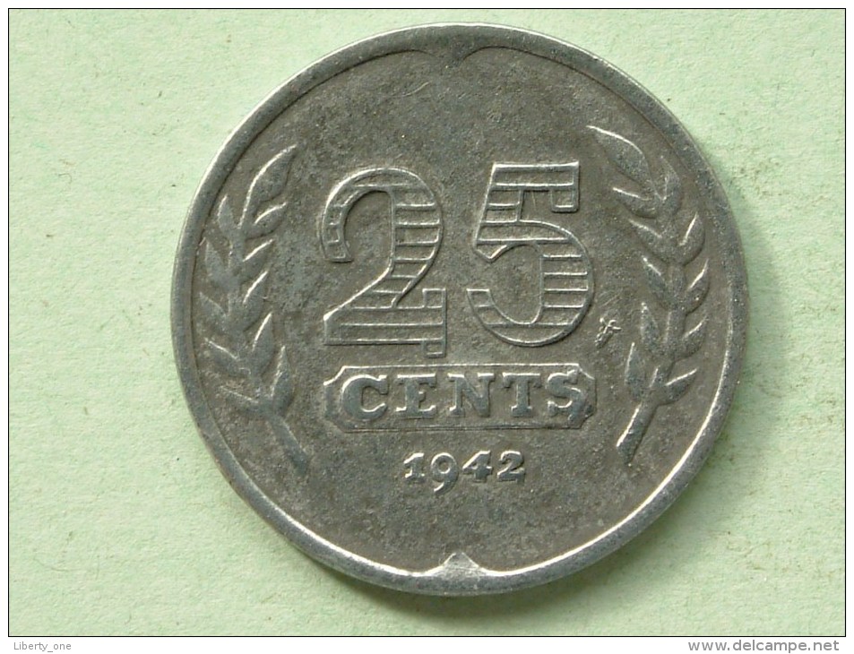 1942 - 25 CENT / KM 174 ( Uncleaned Coin / For Grade, Please See Photo ) !! - 25 Cent