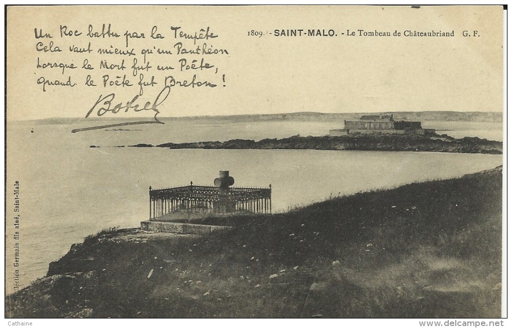 SAINT MALO . LE TOMBEAU DE CHATEAUBRIAND  . ET POEME DE BOTREL - Saint Malo