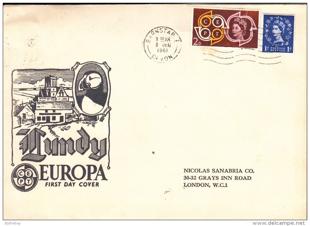 Great Britain FDC Lundy 1961 Europa Issue - Local Issues