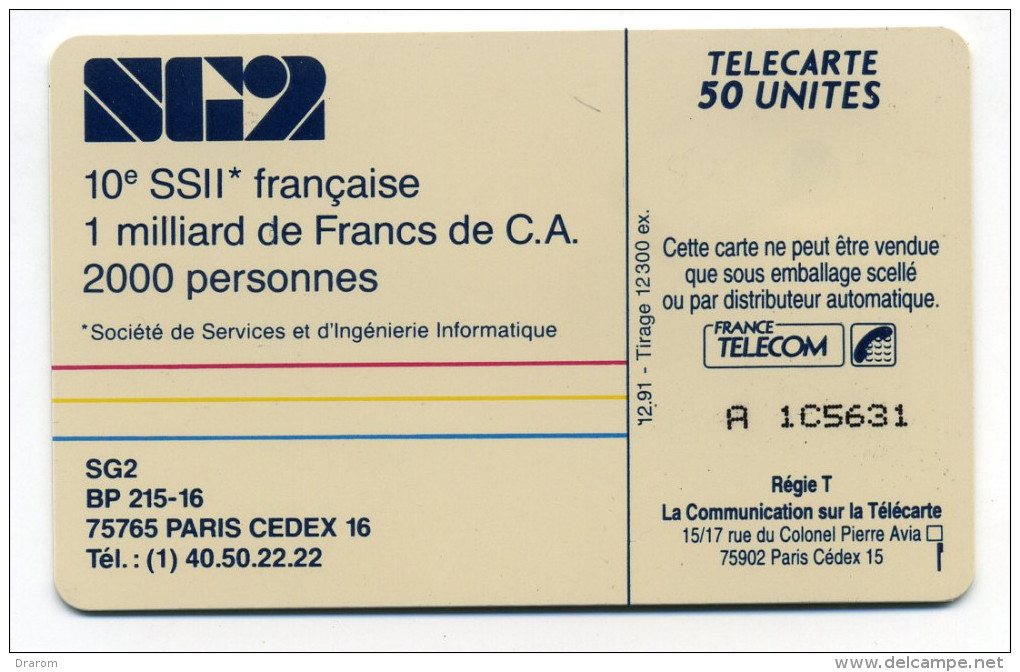 Télécarte 50 Unités SG2 Le Partenaire Du Futur 12/91 12300 Ex (lot 25) - Non Classés