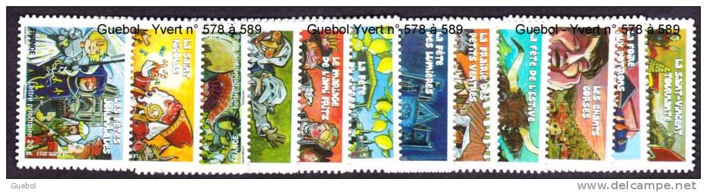 France Autoadhésif ** N°  578,à 589 - Fêtes Et Traditions De Nos Régions. Série 2 - Unused Stamps