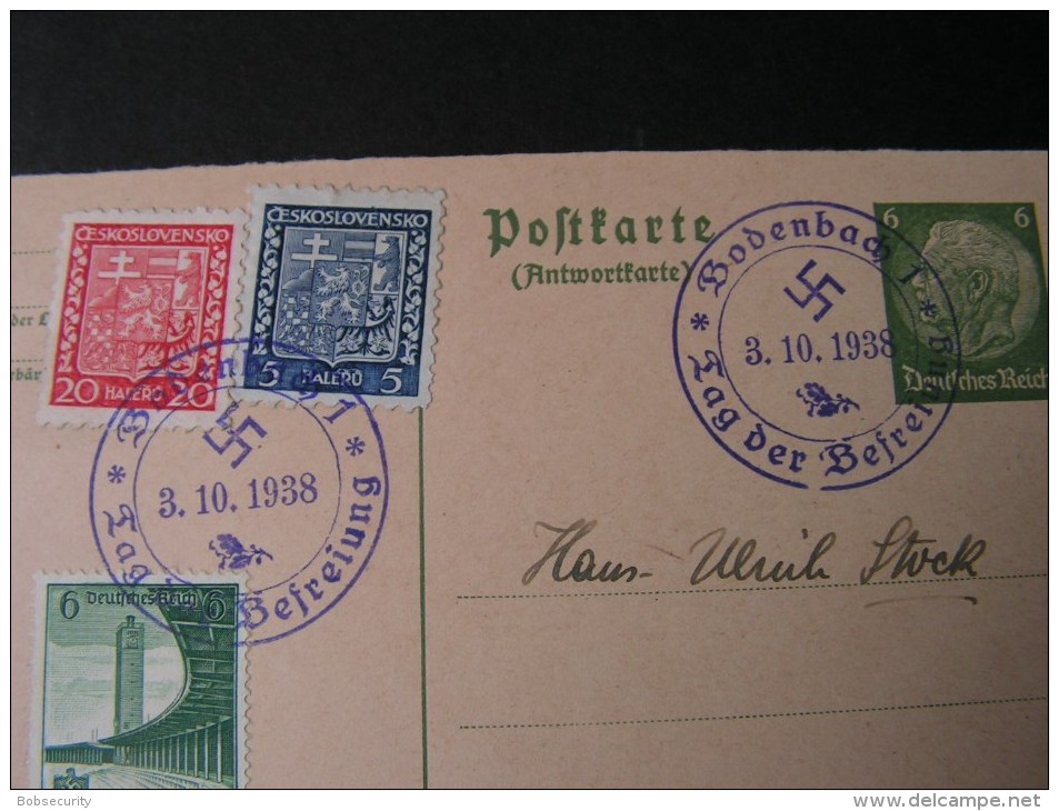 == CSR Cv, 1938  German Franking ?  Hitler Time Bodenbach Decin  Antwort Karte !! - Briefe U. Dokumente