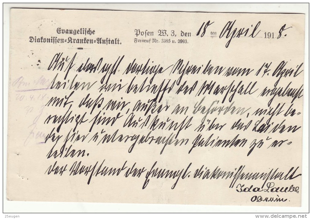 POLAND / GERMAN ANNEXATION 1918  POSTCARD  SENT FROM  POZNAN TO MUROWANA GOSLINA - Briefe U. Dokumente