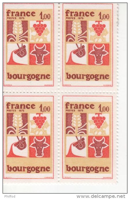 1975 - Bourgogne - Bloc De 4 Timbres N° 1848 - Neufs