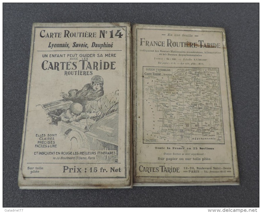 Carte Routière Toilée Taride Numéro 14 - Lyonnais, Savoie Et Dauphiné - Cartes Routières