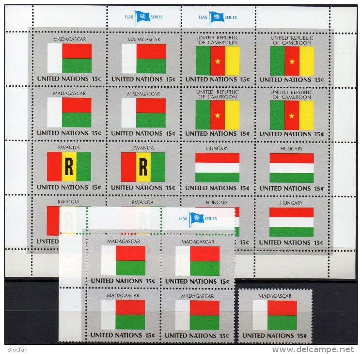 Flagge Madagaskar 1980 UNO New York 360,4-Block+Kleinbogen ** 5€ Bloque Hojita United Nation Flag Sheetlet Bf MADAGASCAR - Covers