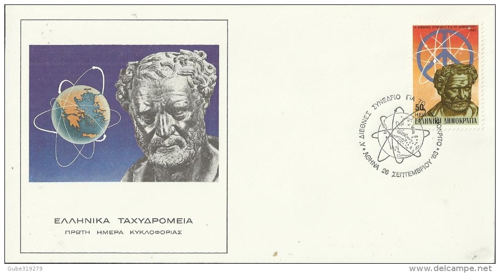 GREECE 1983 - FDC INTL CONFERENCE OVER DEMORRIT  WITH 1 ST OF 50 DR POSTM ATHENS SEP 26,1983 REGRE122 - FDC