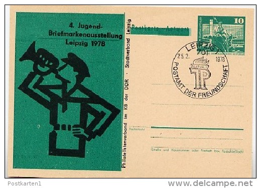 DDR P81-1A-78 C3-b Antwort-Postkarte PRIVATER ZUDRUCK Trompeter Leipzig Sost. 1978 - Cartoline Private - Usati