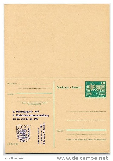 DDR P81-2a-79 C5-a  Postkarte Mit Antwort PRIVATER ZUDRUCK Haffwoche Ueckermünde Sost. 1979 - Cartes Postales Privées - Oblitérées