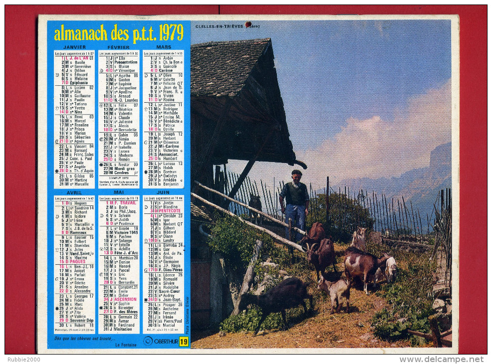 CALENDRIER 1979 NEVACHE HAUTES ALPES CLELLES EN TRIERES ISERE IMPRIMEUR OBERTHUR CALENDRIER DOUBLE - Grand Format : 1971-80