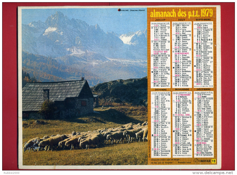 CALENDRIER 1979 NEVACHE HAUTES ALPES CLELLES EN TRIERES ISERE IMPRIMEUR OBERTHUR CALENDRIER DOUBLE - Grand Format : 1971-80