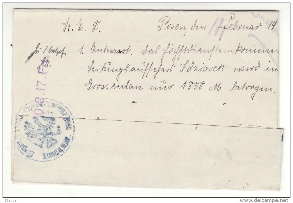 POLAND / GERMAN ANNEXATION 1917  LETTER  SENT FROM  KOZMIN TO POZNAN - Briefe U. Dokumente