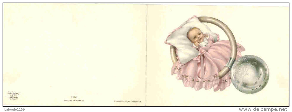 FANTAISIE MIGNONNETTE Illustrateur Non Signé  " Faire Part Naissance Catherine DART Valenton "  Enfant - Birth & Baptism