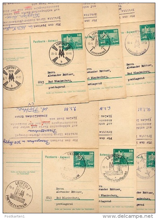 6 Versch. Sost. FRÜHJAHRSMESSE LEIPZIG 1981 Auf DDR P81 Postkarten Mit Antwort - Postcards - Used