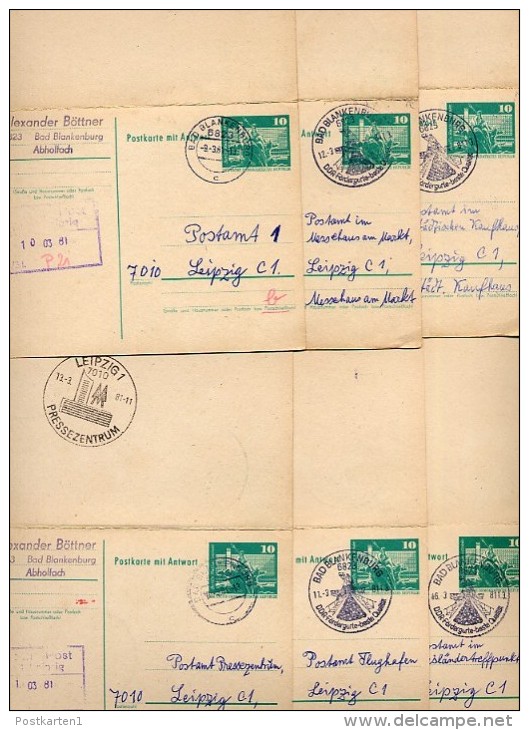 6 Versch. Sost. FRÜHJAHRSMESSE LEIPZIG 1981 Auf DDR P81 Postkarten Mit Antwort - Postcards - Used