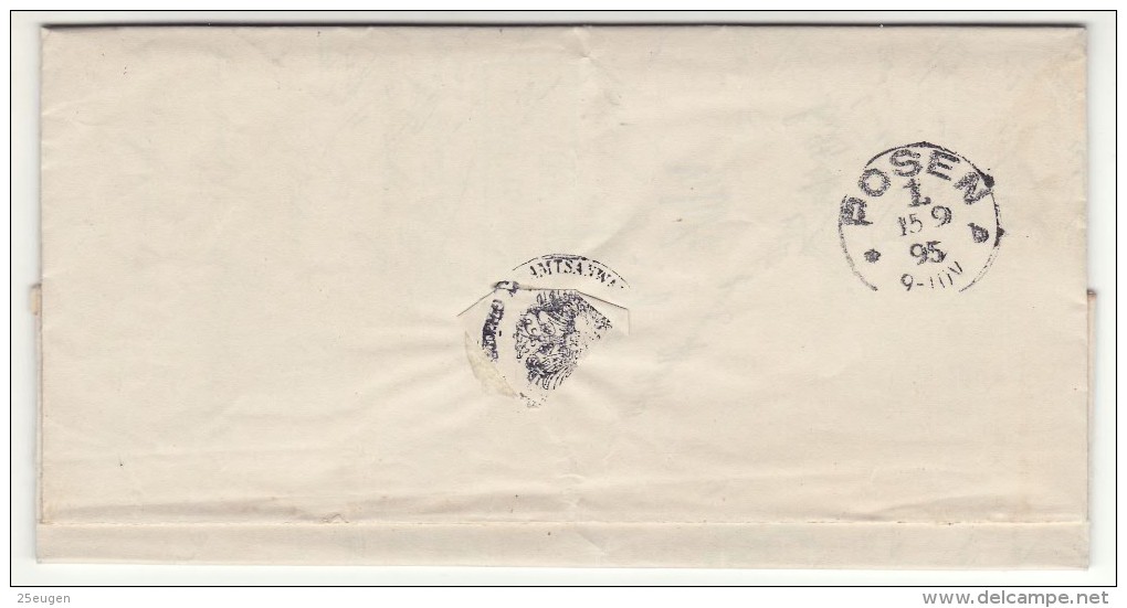 POLAND / GERMAN ANNEXATION 1895  LETTER  SENT FROM  GRODZISK  TO POZNAN - Covers & Documents