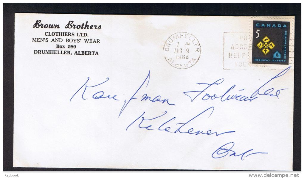 RB 983 - 1966 5c Rate Advertising Cover - Brown Brothers - Drumheller - Alberta Canada - Road Safety Stamp - Brieven En Documenten