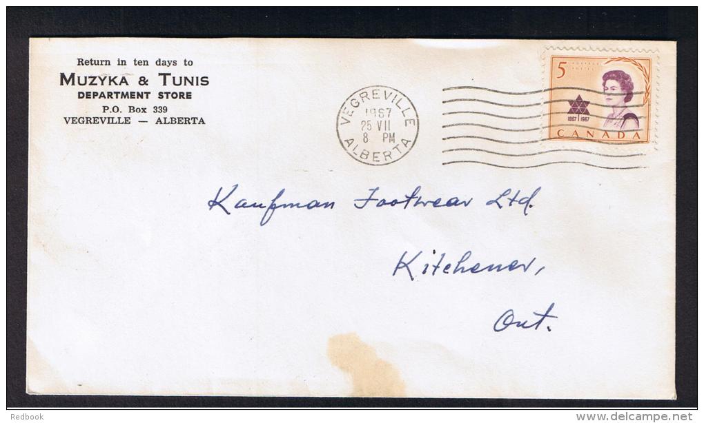 RB 983 - 1967 5c Rate Advertising Cover - Muzyka &amp; Tunis - Vegreville - Alberta Canada - Covers & Documents