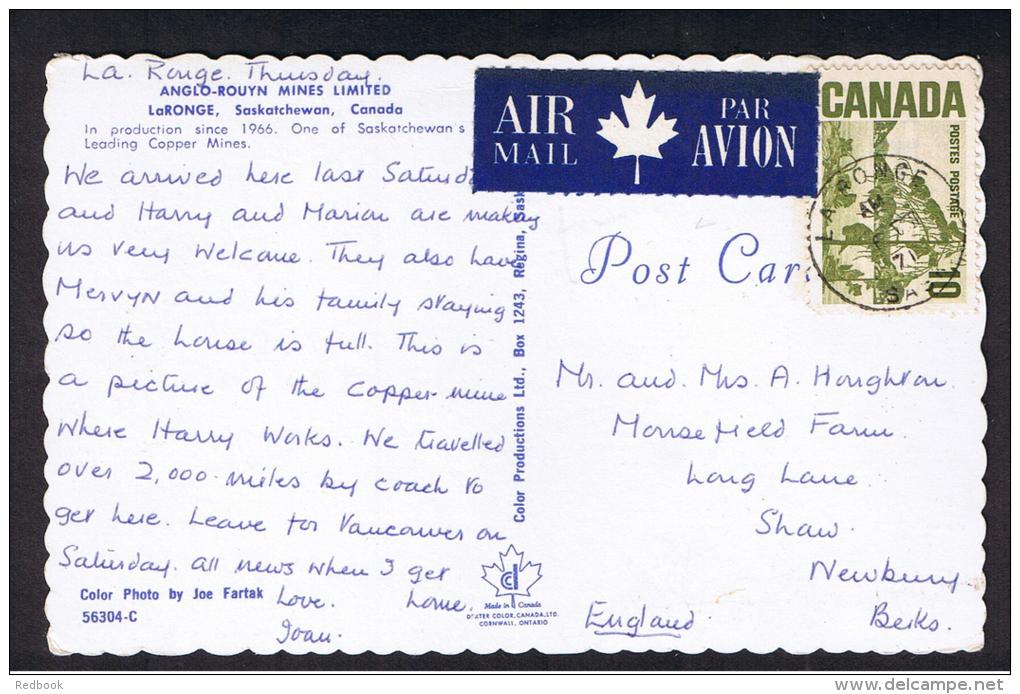 RB 984 - 1971 Airmail Postcard - Anglo-Rouyn Copper Mines - Ronge Saskatchewan Canada - 10c Rate To Newbury UK - Other & Unclassified