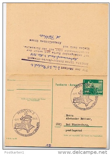 MATROSENAUFSTAND 1918 Rostock 1978 Auf DDR P81 Postkarte Mit Antwort - WW1