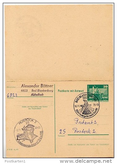 MATROSENAUFSTAND 1918 Rostock 1978 Auf DDR P81 Postkarte Mit Antwort - 1. Weltkrieg