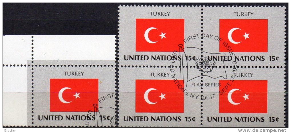 UNO Flagge Türkei 1980 New York 348+4-Block Aus Kleinbogen O 2€ Bloque Hoja Bloc M/s United State Flags Sheet Bf TURKEY - Other & Unclassified