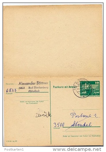 HORSECAR 1983 On East German Postal Card With Reply P81 - Strassenbahnen